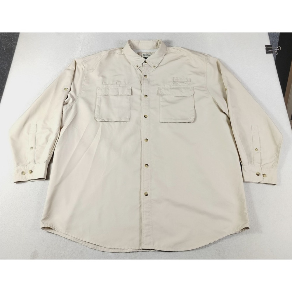 Magellan Sportswear Shirt Mens 2XL Beige Long Sleeve‎ Fishing Vented Outdoor